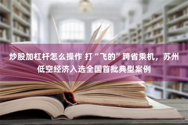 炒股加杠杆怎么操作 打“飞的”跨省乘机，苏州低空经济入选全国首批典型案例