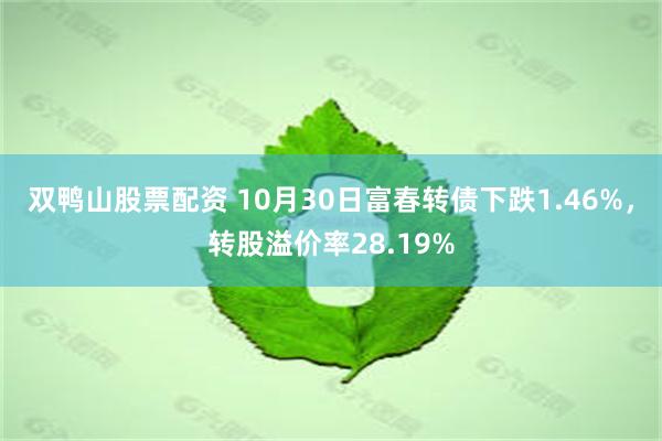 双鸭山股票配资 10月30日富春转债下跌1.46%，转股溢价率28.19%