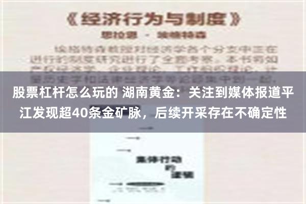 股票杠杆怎么玩的 湖南黄金：关注到媒体报道平江发现超40条金矿脉，后续开采存在不确定性